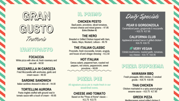 Restaurant Menu Design Gran Gusto