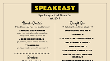 Restaurant Menu Design Speakeasy