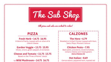 Restaurant Menu Design Sub Shop