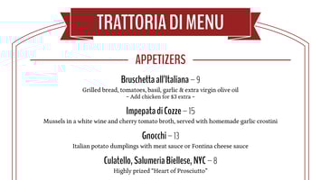 trattoria restaurant menu template