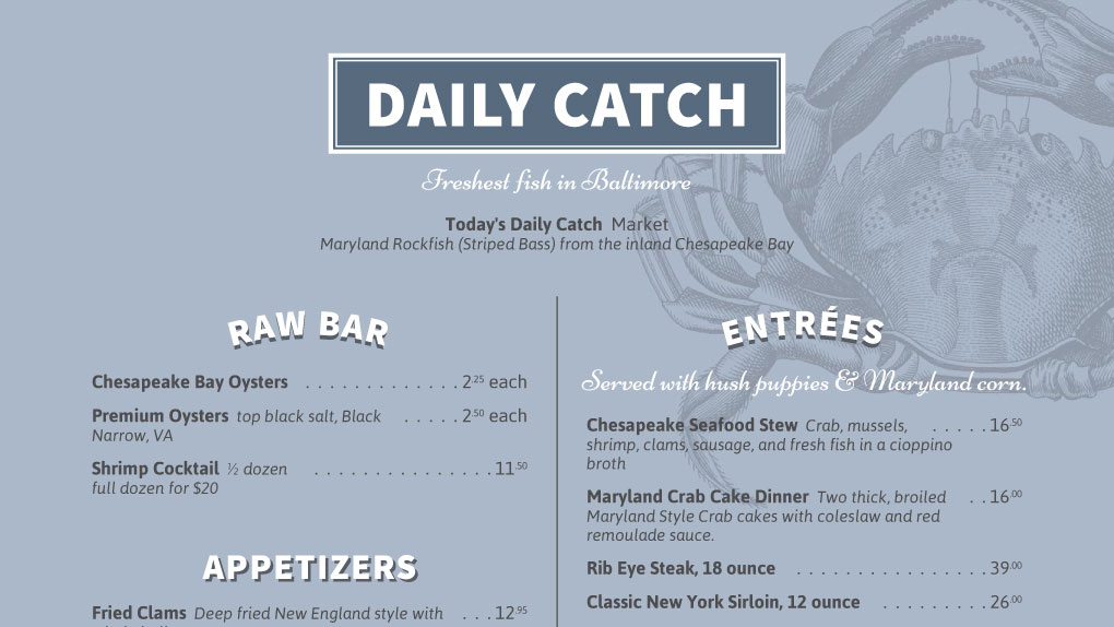 Restaurant Menu Design Daily Catch