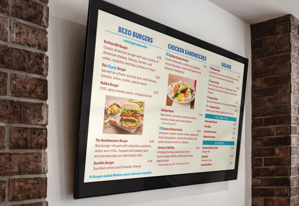 Digital Menu Board example