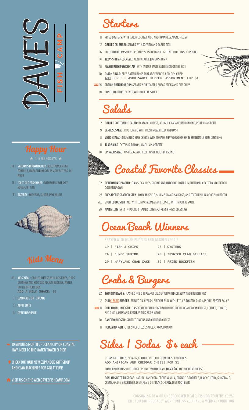 Seafood Menu Creator menu template