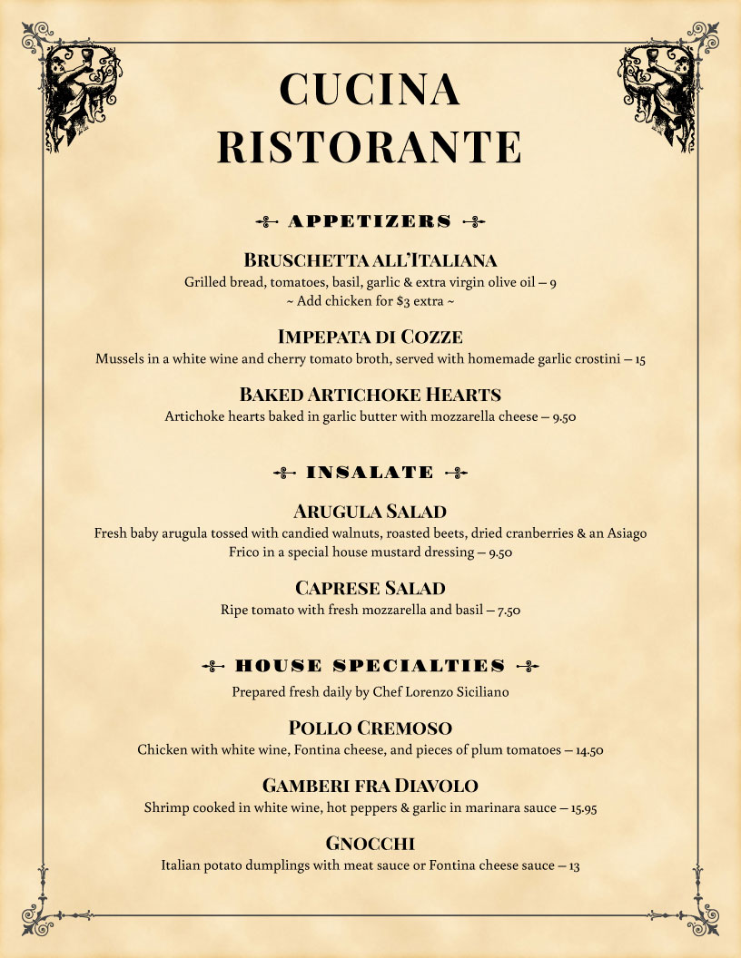 ristorante restaurant menu template