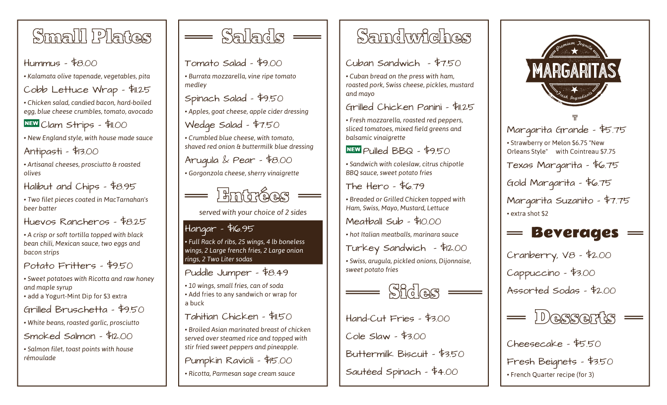 restaurant menu template
